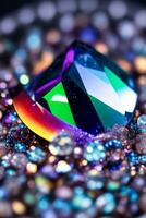 Rainbow Gem Close up Macro Shot Photo Texture Background Wallpaper