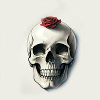 Watercolor Skull and Roses Clipart photo