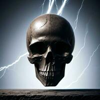 The Skull on the Black Background photo