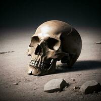 The Skull on the Black Background photo