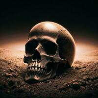 The Skull on the Black Background photo