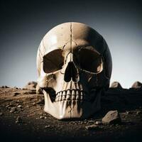 The Skull on the Black Background photo