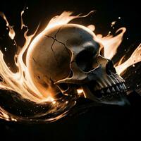 The Skull on the Black Background photo