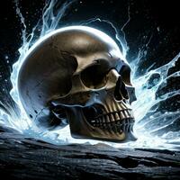 The Skull on the Black Background photo