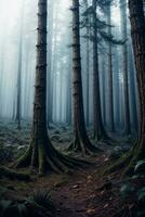 Photo of the Dark Spine Forest Background Wallpaper