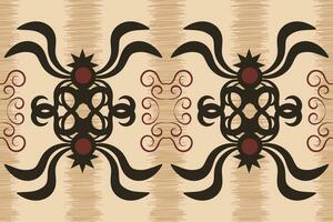 Ethnic Ikat fabric pattern geometric style.African Ikat embroidery Ethnic oriental pattern brown cream background. Abstract,vector,illustration.Texture,clothing,frame,decoration,carpet,motif. vector