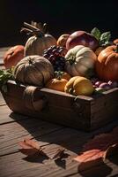 Studio Photo of the Basket With Autumn Harvest Vegetables