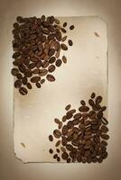 Vintage Background With Watercolor Coffee Beans and Leaves Cafe Template photo