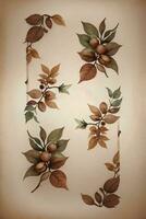 Vintage Background With Watercolor Coffee Beans and Leaves Cafe Template photo