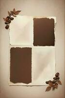 Vintage Background With Watercolor Coffee Beans and Leaves Cafe Template photo