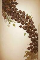 Vintage Background With Watercolor Coffee Beans and Leaves Cafe Template photo