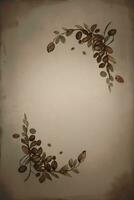 Vintage Background With Watercolor Coffee Beans and Leaves Cafe Template photo