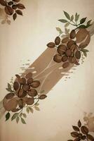 Vintage Background With Watercolor Coffee Beans and Leaves Cafe Template photo