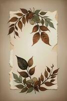 Vintage Background With Watercolor Coffee Beans and Leaves Cafe Template photo