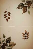 Vintage Background With Watercolor Coffee Beans and Leaves Cafe Template photo