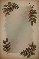 Vintage Background With Watercolor Coffee Beans and Leaves Cafe Template photo