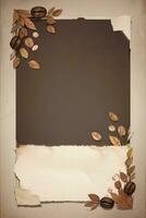 Vintage Background With Watercolor Coffee Beans and Leaves Cafe Template photo