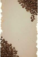 Vintage Background With Watercolor Coffee Beans and Leaves Cafe Template photo