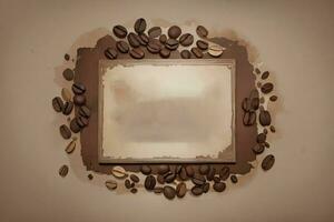 Clásico antecedentes con acuarela café frijoles y hojas café modelo foto