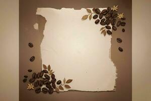 Vintage Background With Watercolor Coffee Beans and Leaves Cafe Template photo