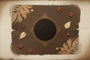 Vintage Background With Watercolor Coffee Beans and Leaves Cafe Template photo