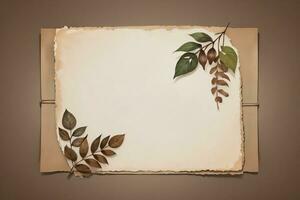 Vintage Background With Watercolor Coffee Beans and Leaves Cafe Template photo