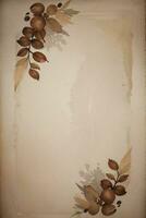 Vintage Background With Watercolor Coffee Beans and Leaves Cafe Template photo