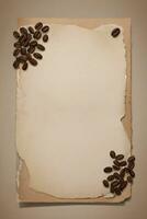 Vintage Background With Watercolor Coffee Beans and Leaves Cafe Template photo