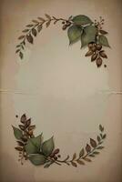 Vintage Background With Watercolor Coffee Beans and Leaves Cafe Template photo