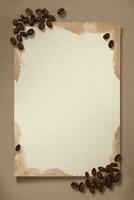 Vintage Background With Watercolor Coffee Beans and Leaves Cafe Template photo