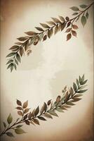 Vintage Background With Watercolor Coffee Beans and Leaves Cafe Template photo