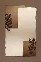 Vintage Background With Watercolor Coffee Beans and Leaves Cafe Template photo