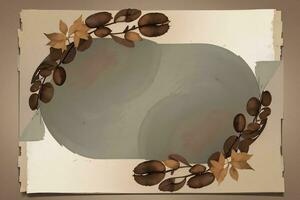 Vintage Background With Watercolor Coffee Beans and Leaves Cafe Template photo