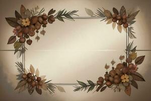 Vintage Background With Watercolor Coffee Beans and Leaves Cafe Template photo