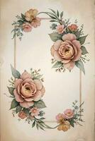 Vintage paper with flowers texture background photo