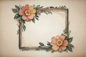 Vintage paper with flowers texture background photo