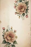 Vintage paper with flowers texture background photo