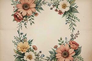 Vintage paper with flowers texture background photo