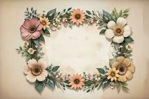 Vintage paper with flowers texture background photo