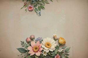 Vintage paper with flowers texture background photo