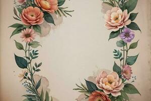 Vintage paper with flowers texture background photo