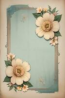 Vintage paper with flowers texture background photo