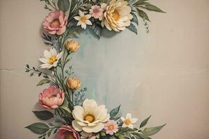 Vintage paper with flowers texture background photo