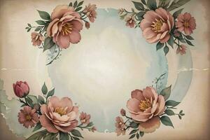 Vintage paper with flowers texture background photo