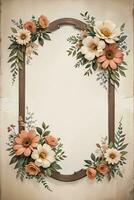 Vintage paper with flowers texture background photo