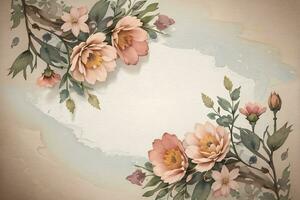 Vintage paper with flowers texture background photo