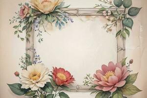 Vintage paper with flowers texture background photo