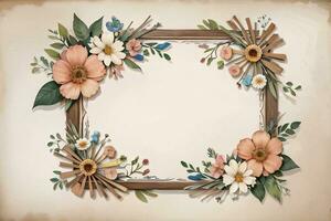 Vintage paper with flowers texture background photo