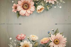 Vintage paper with flowers texture background photo