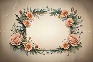 Vintage paper with flowers texture background photo